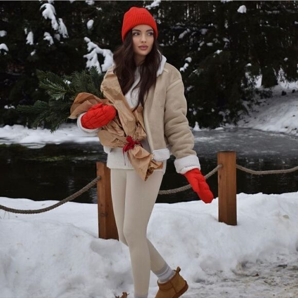 ZARA DOUBLE-FACED CROPPED JACKET SAND ZARA - Picture 1 of 15